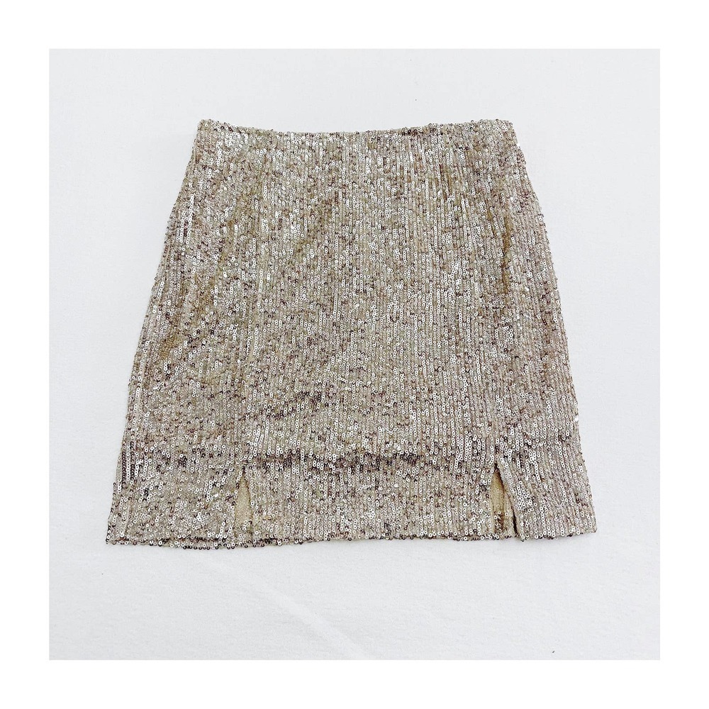 Love on A Hanger Cream Silver Eyelet Glitter Mini Skirt NWT SZ7